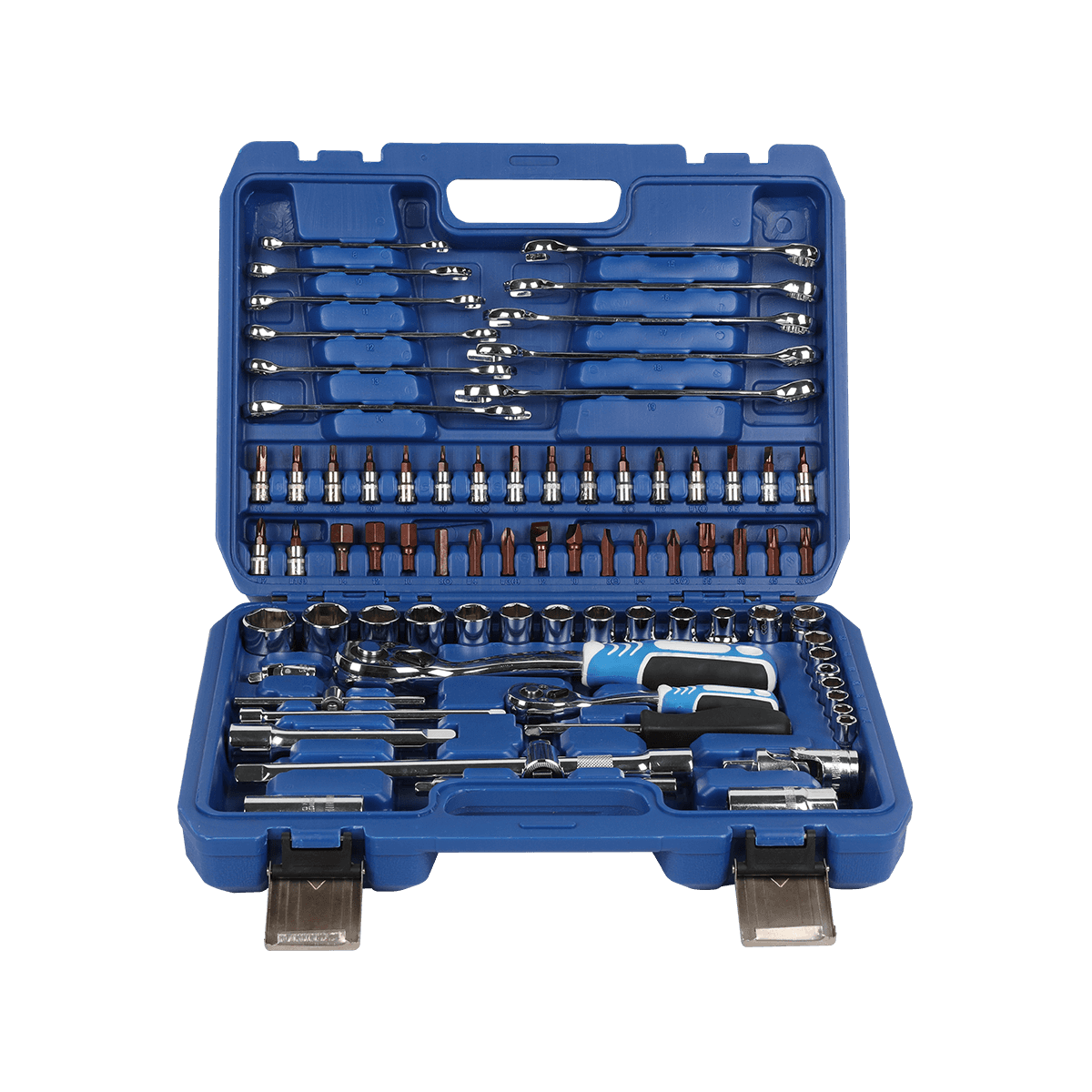 78Pcs 1/2 ''& 1/4' & '3/8'' Drive Socket Set Ratchet Wrench Handle Set Otomotif alat Kit Alat Perbaikan Mobil
