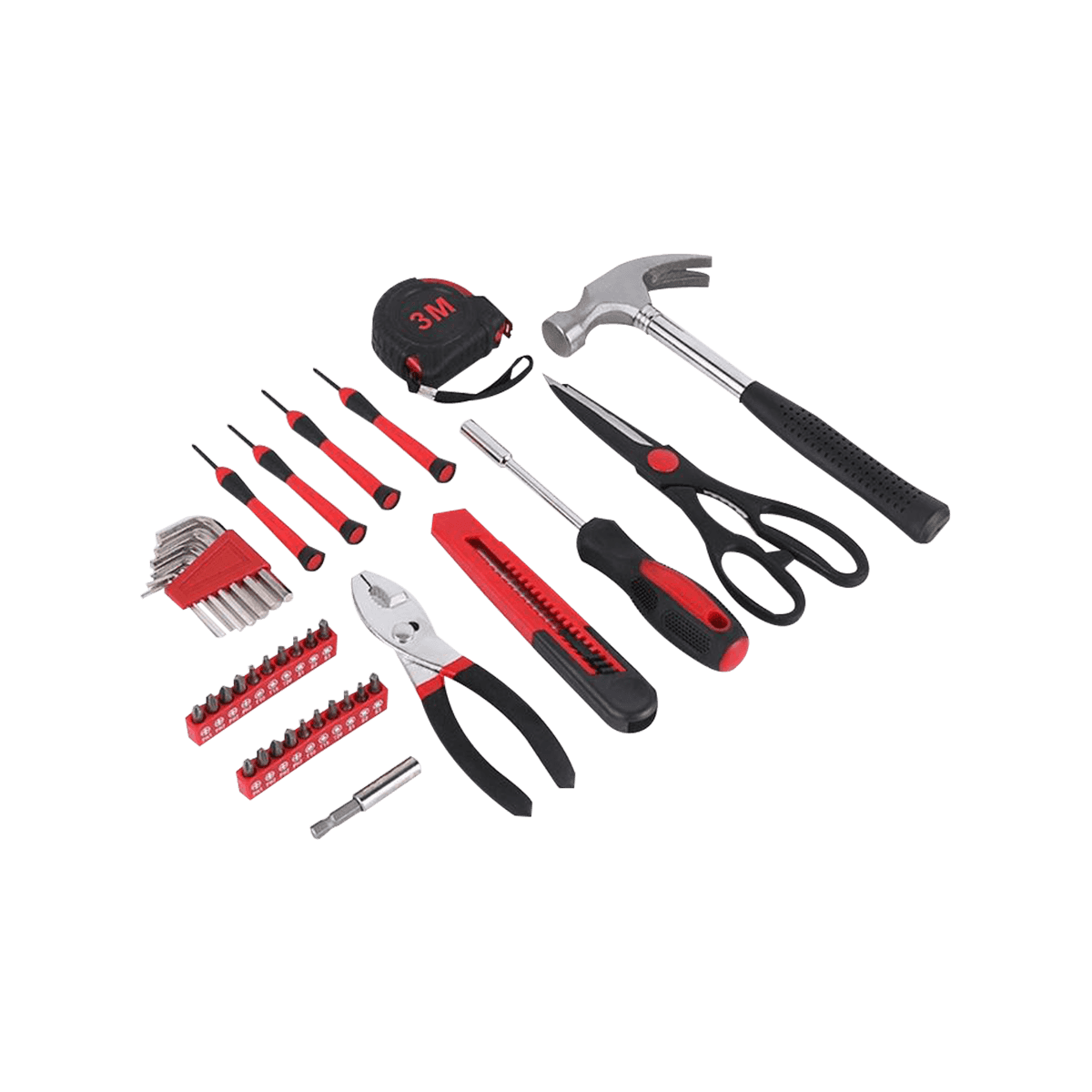 39 Pieces Tool Set Kit Perkakas Tangan Rumah Tangga dengan Penyimpanan Kotak Alat Portabel