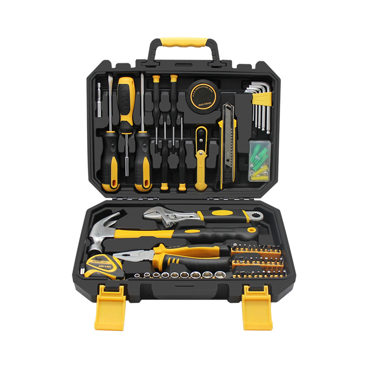 100 Pieces Combo Hand Tools Kit Set Peralatan Rumah Tangga Rumah Tangga Profesional untuk Perbaikan Rumah